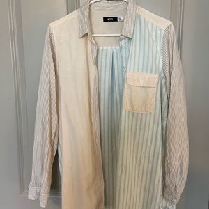BDG Tri-Color Pinstriped Button Down Top